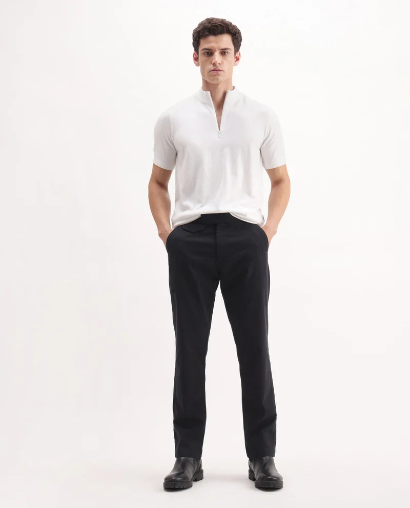 Rare Rabbit Men's Regular Fit  With Adjustable Waistband Trouser