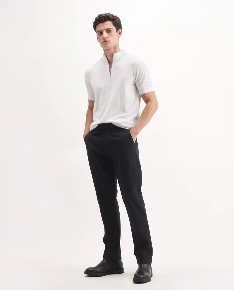 Rare Rabbit Men's Regular Fit  With Adjustable Waistband Trouser