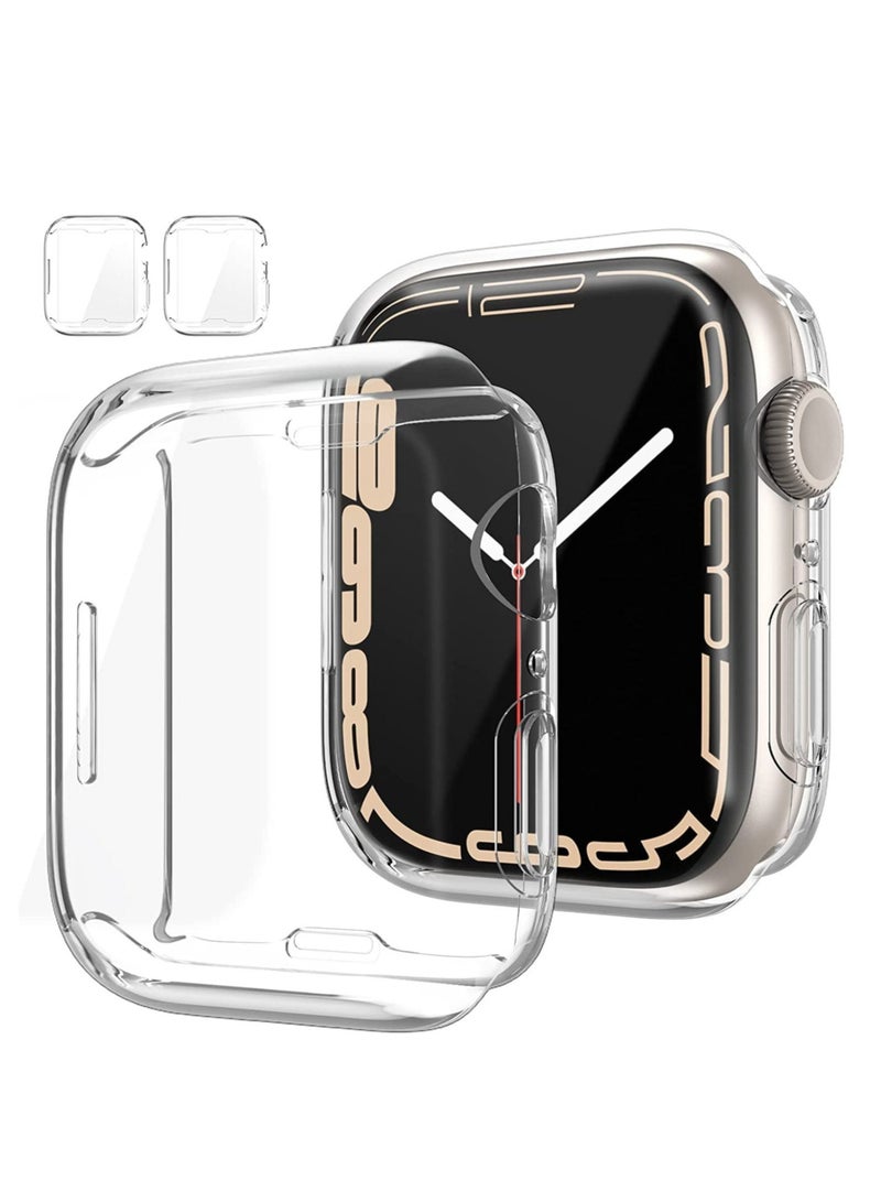 [2 Pack] Clear Case for Apple Watch Series 7 41mm, Screen Protector, Overall Protective Case PU HD Clear Ultra-Thin Cover Protective for iWatch Series 7, (41 mm) - Image 1