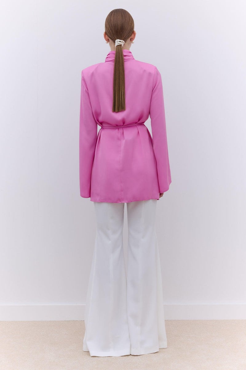 Manuka Satin Wide Sleeve Tunic Pink  - Image 3