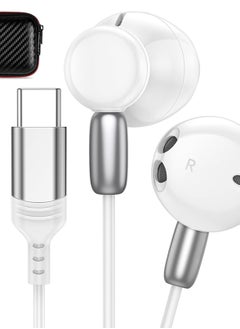 USB-C Wired Headphones for Galaxy S24/S23 Ultra, HiFi Stereo Type-C Earbuds with Microphone, Volume Control, Deep Bass Sound for iPhone 15 Pro Max, iPad, Android, and Google Pixel 8.