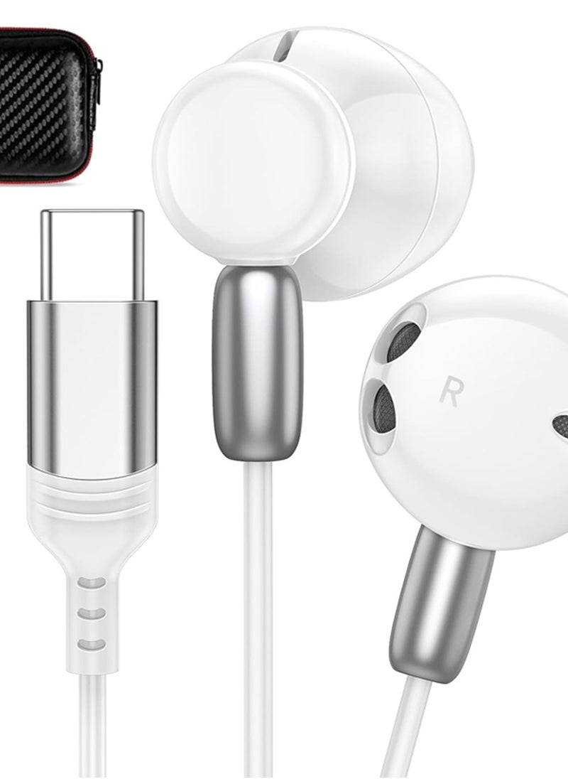 Captaintech - USB-C Wired Headphones for Galaxy S24/S23 Ultra, HiFi Stereo Type-C Earbuds with Microphone, Volume Control, Deep Bass Sound for iPhone 15 Pro Max, iPad, Android, and Google Pixel 8. - Image 1