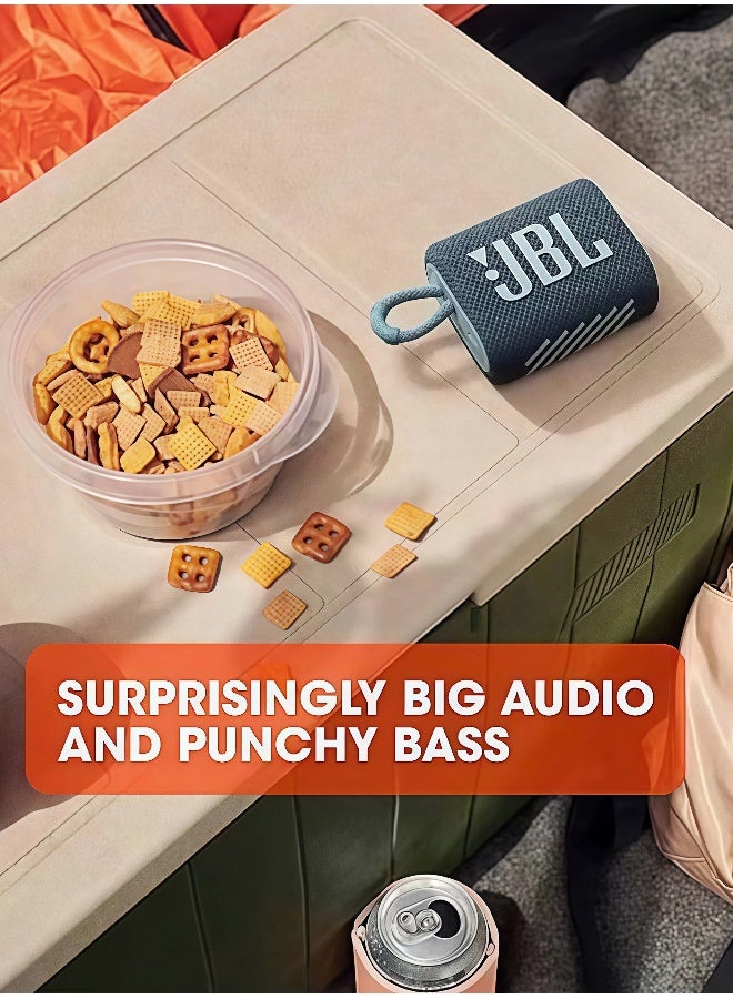 JBL Go 3 - Waterproof Wireless Portable Bluetooth Speake and Dustproof , Big Pro Sound with Punchy bass,Built-in long-lasting battery, Made in Part with Recycled Materials (Blue) - Image 5