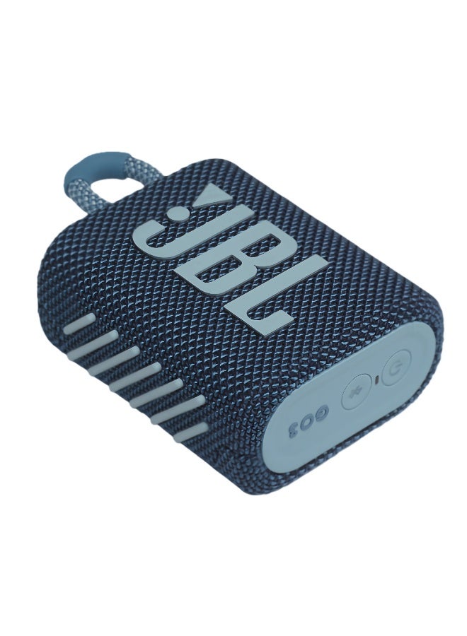 JBL Go 3 - Waterproof Wireless Portable Bluetooth Speake and Dustproof , Big Pro Sound with Punchy bass,Built-in long-lasting battery, Made in Part with Recycled Materials (Blue) - Image 4