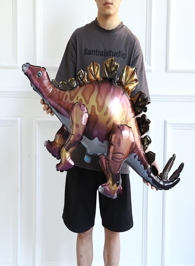 بالونار مجموعة بالونات ديناصورات مكونة من 6 قطع، مقاس 40 بوصة، مصنوعة من مادة المايلر ثلاثية الأبعاد، عملاقة، قابلة للنفخ، تتحرك وتقف من تلقاء نفسها، مناسبة لحفلات أعياد الميلاد في الحدائق والغابة، هدايا، دعائم تصوير (ملونة) - Image 5