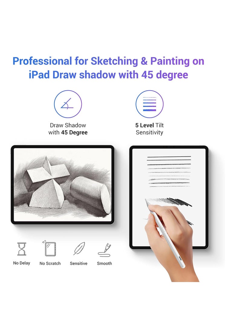 Generic - Palm Rejection Stylus Pen with Tilt Sensitivity for Apple iPad 2018 and Later Generation 6 7 8 9 10 Pro 11 12.9 3 4 5 Air 4 5 Mini 6 Digital Pen for Precision Writing and Drawing, White - Image 1