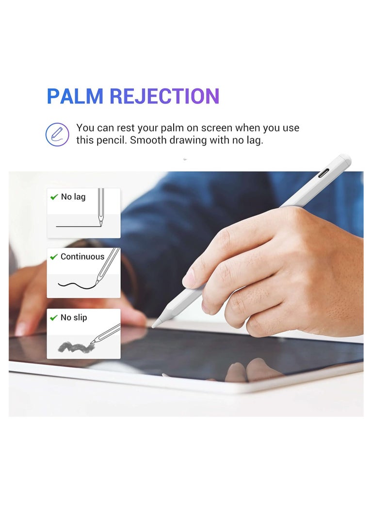 Generic - Palm Rejection Stylus Pen with Tilt Sensitivity for Apple iPad 2018 and Later Generation 6 7 8 9 10 Pro 11 12.9 3 4 5 Air 4 5 Mini 6 Digital Pen for Precision Writing and Drawing, White - Image 1