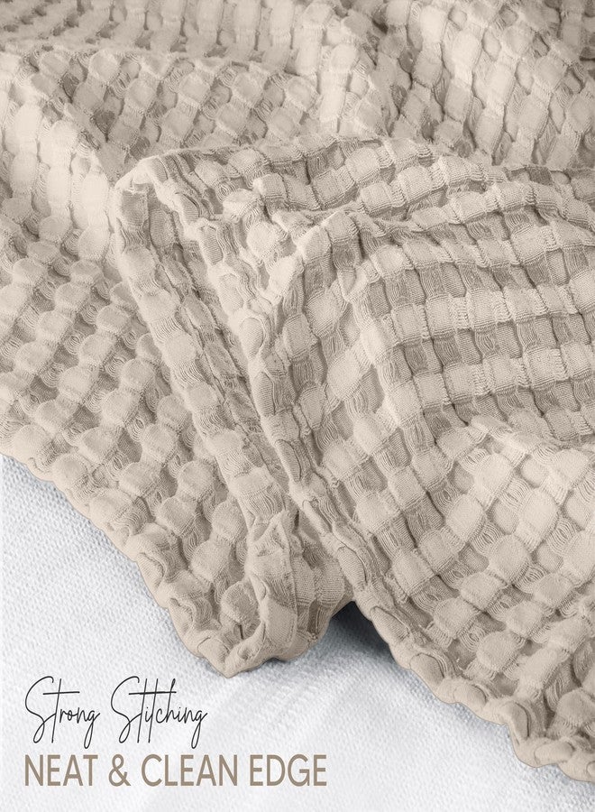 Utopia Bedding Khaki 100% Cotton Waffle Blanket 300 GSM [Twin - 90x72 Inch] Soft Lightweight Breathable Bed Blanket for All Season - Image 3