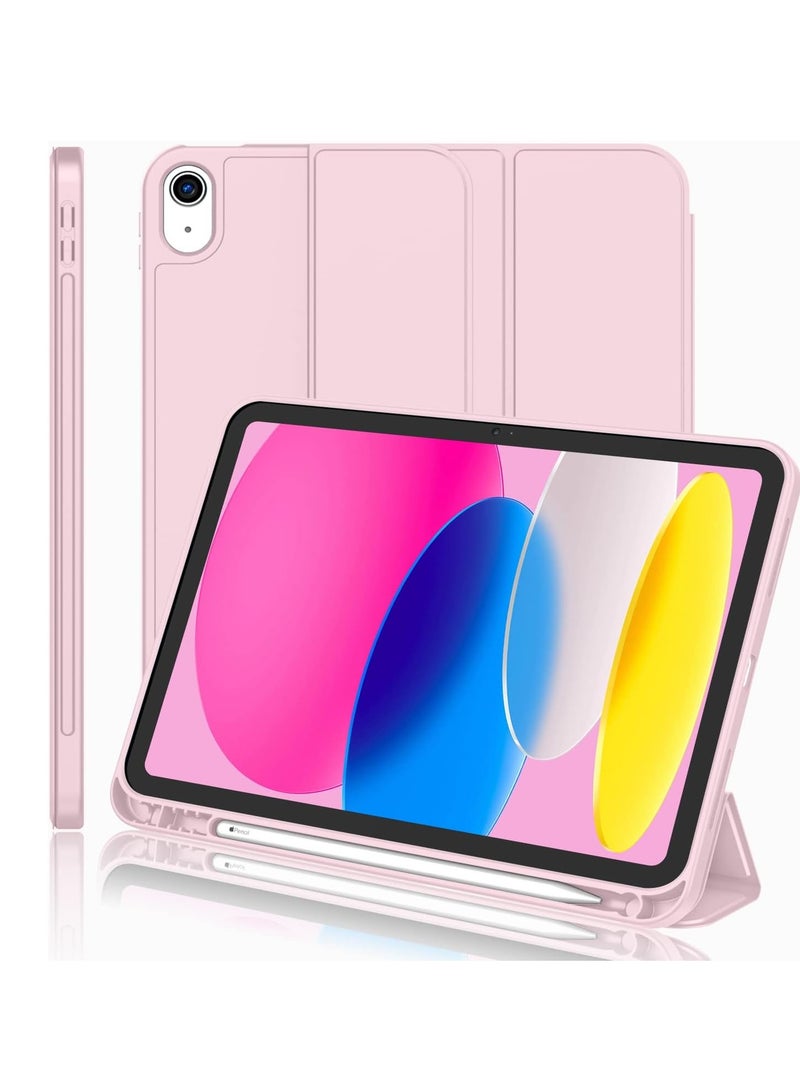 جراب أي باد سمارت 2025/for ip 10th 10.9 2022 مع خاصية الاستيقاظ و السكون التلقائي حماية فائقة مع مكان مخصص للقلم يصلح ستاند للايباد  للمشاهدة الأفلام بلون وردي - Image 1