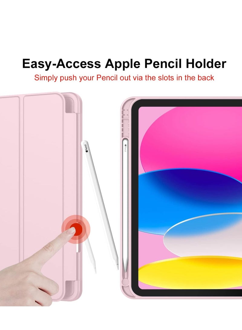 جراب أي باد سمارت 2025/for ip 10th 10.9 2022 مع خاصية الاستيقاظ و السكون التلقائي حماية فائقة مع مكان مخصص للقلم يصلح ستاند للايباد  للمشاهدة الأفلام بلون وردي - Image 5