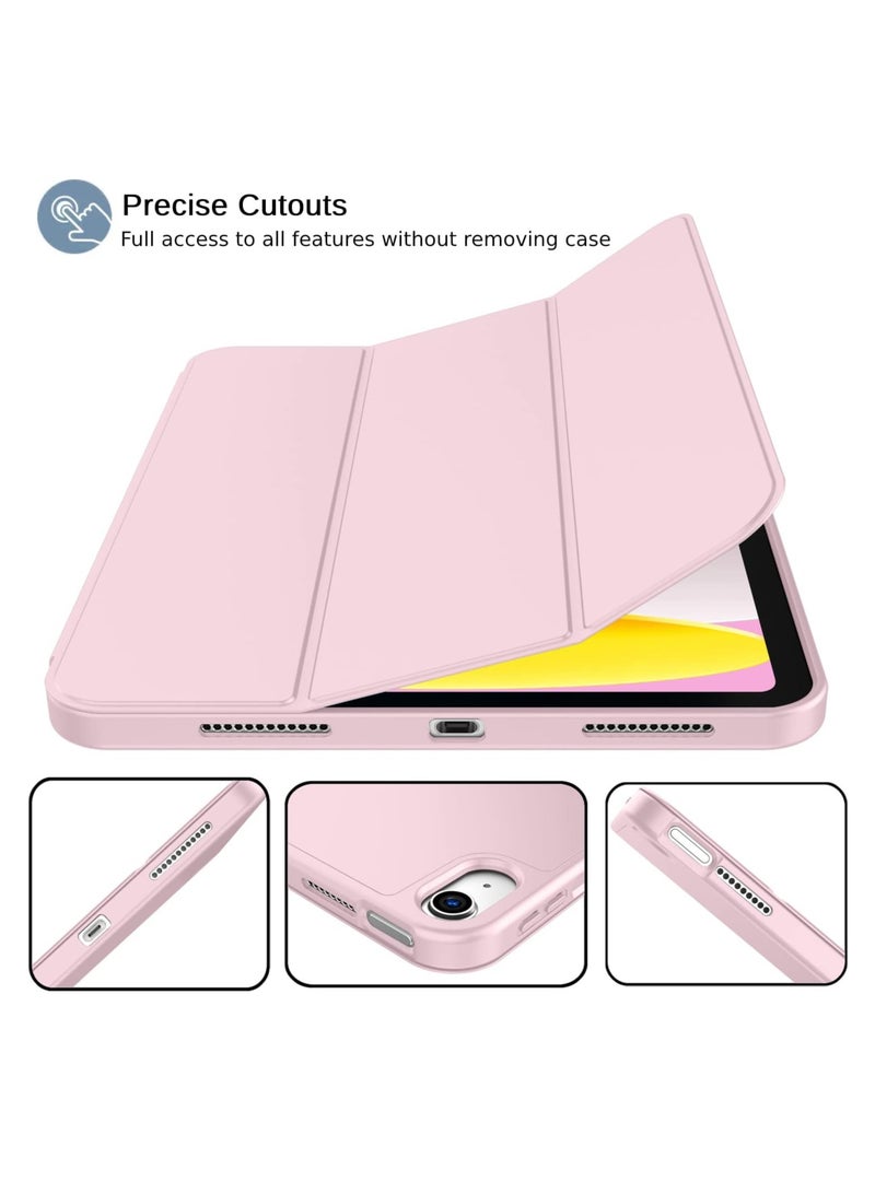 جراب أي باد سمارت 2025/for ip 10th 10.9 2022 مع خاصية الاستيقاظ و السكون التلقائي حماية فائقة مع مكان مخصص للقلم يصلح ستاند للايباد  للمشاهدة الأفلام بلون وردي - Image 2