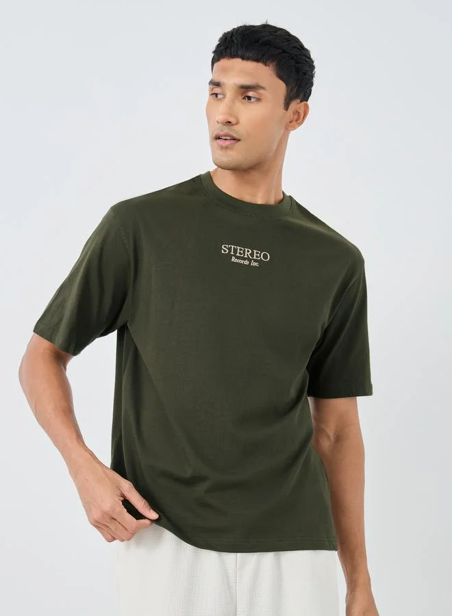 Styli Styli Chest Embroidered Crew Neck T-Shirt