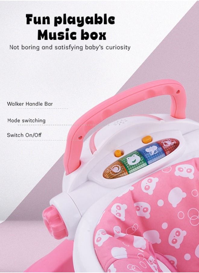 BAYBEE 2 In 1 Twist Pro Baby Walker Round Kids Walker For Baby With 3 Adjustable Height Removable Seat Led Light And Musical Toy Bar Baby Push Walker For Baby Boys Girls 6 To 24 Months Pink  - Image 5