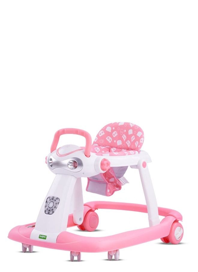 BAYBEE 2 In 1 Twist Pro Baby Walker Round Kids Walker For Baby With 3 Adjustable Height Removable Seat Led Light And Musical Toy Bar Baby Push Walker For Baby Boys Girls 6 To 24 Months Pink  - Image 1