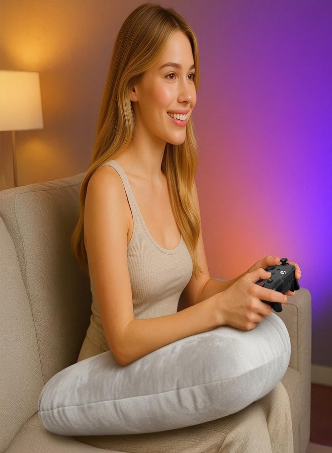 MELLO Lap Pillow for Reading - Memory Foam Gaming Pillow for Lap, Crochet, Crafting, Knitting, Elbow and Arm Support Cushion for Rest in Couch and Bed (Light Gray, Standard) - Image 1