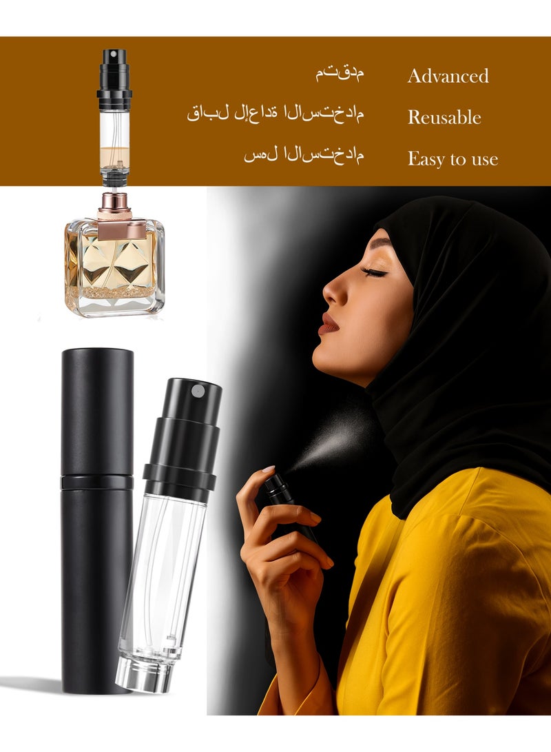 Travel Refillable Perfume Bottle, Mini Portable Perfume Empty Atomizer with Fine Spray Pump, Leaking Proof Perfume Container for Women & Men, 5ml (Black) - Image 1