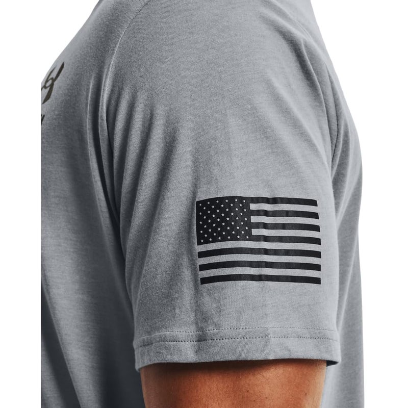 Under Armour Men's New Freedom Flag T-Shirt, Steel Medium Heather (035)/Black, 3X-Large - Image 3