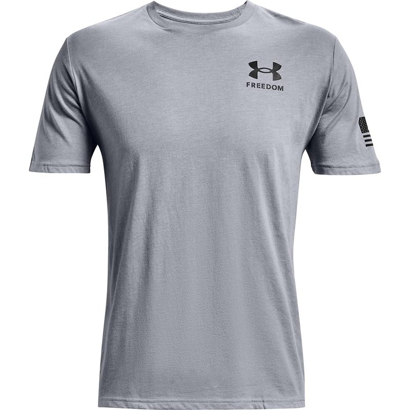 Under Armour Men's New Freedom Flag T-Shirt, Steel Medium Heather (035)/Black, 3X-Large - Image 4