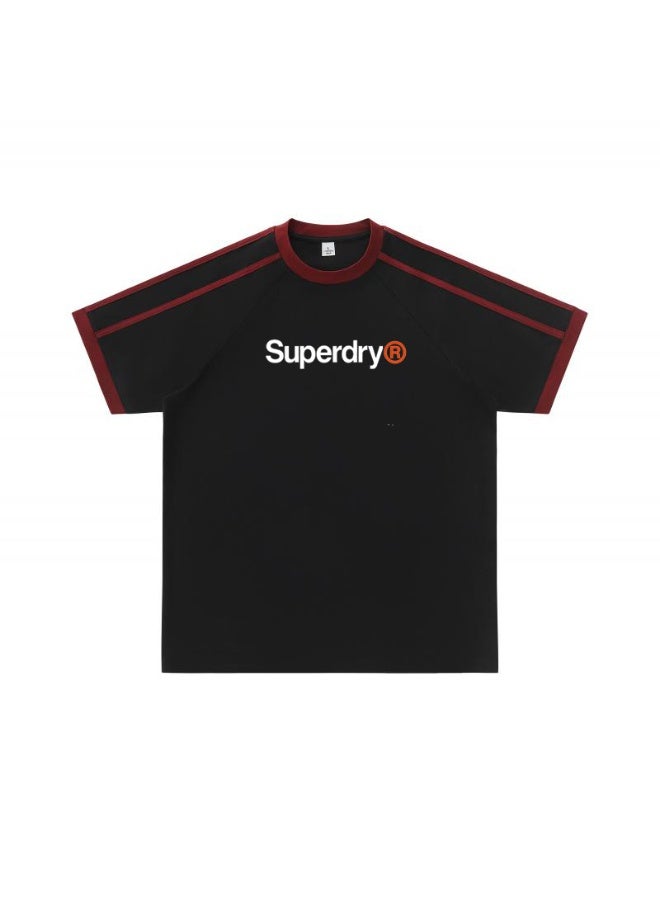 Superdry American raglan striped short-sleeved T-shirt for men and women with loose casual sports couple tops - Image 5