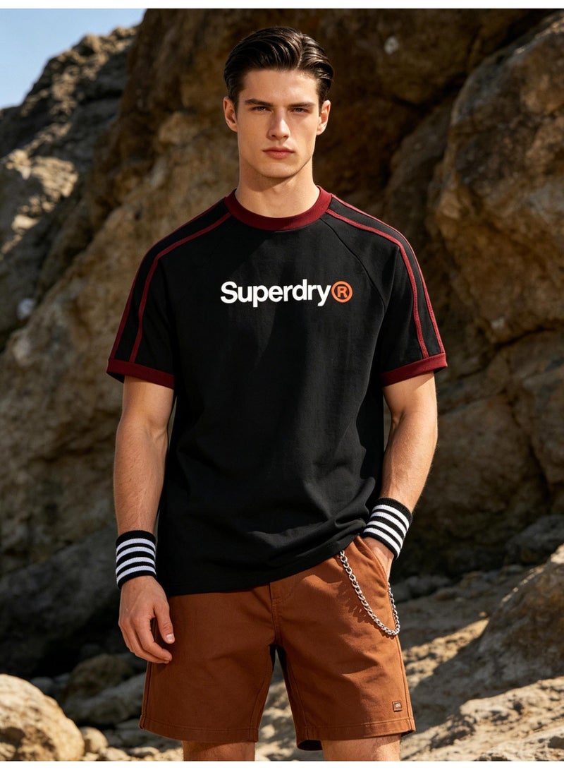 Superdry American raglan striped short-sleeved T-shirt for men and women with loose casual sports couple tops - Image 2