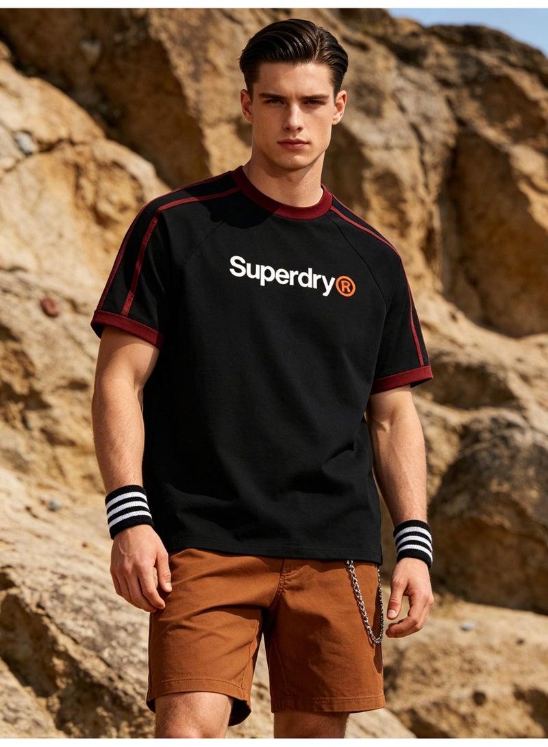 Superdry American raglan striped short-sleeved T-shirt for men and women with loose casual sports couple tops - Image 3