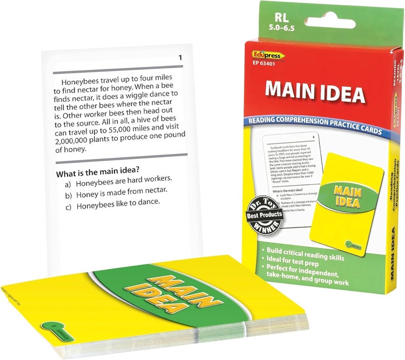 Edupress Reading Comprehension Cards, Main Idea, Lvl: 5.0-6.5 (EP-3401) - Image 1