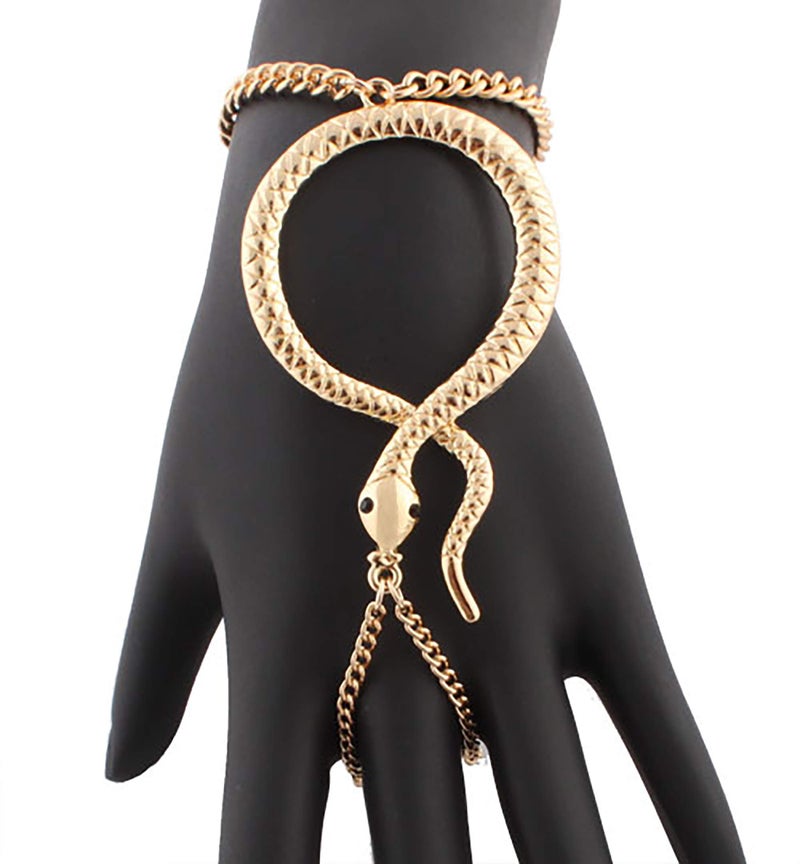 JOTW JOTW Snake Adjustable Finger Ring and Hand Chain Bracelet (Goldtone, Metal)  - Image 2