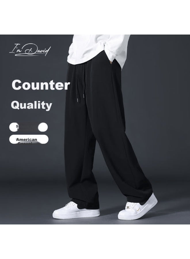 I'm David Casual Pants For Men, Spring And Autumn Loose-fitting Straight-leg Sports Trousers, Solid Color Versatile American Style