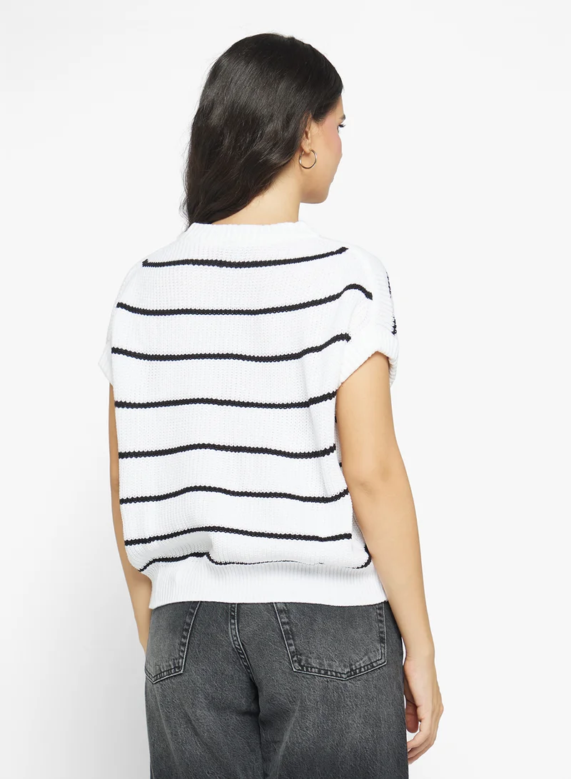 جينجر Crew Neck Stripe Sweater
