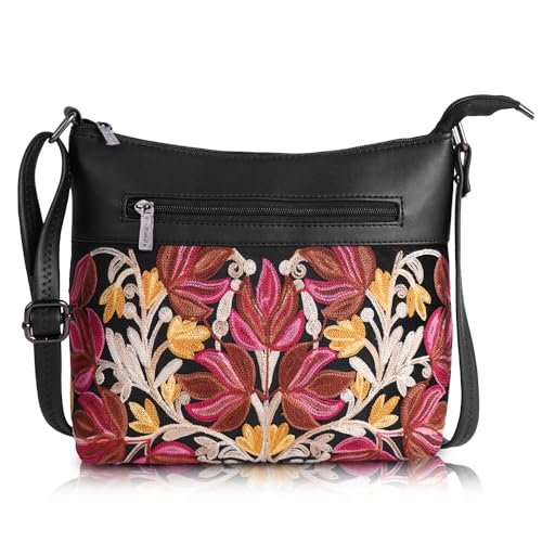EVEDA Synthetic Leather Gorgeous Embroidered Stylish Design Shoulder Crossbody Side Sling Bag For Women - Image 1