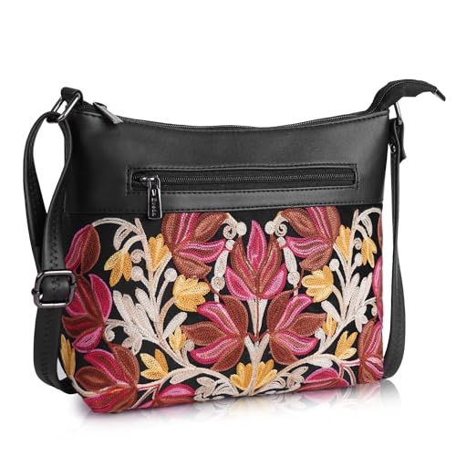 EVEDA Synthetic Leather Gorgeous Embroidered Stylish Design Shoulder Crossbody Side Sling Bag For Women - Image 4