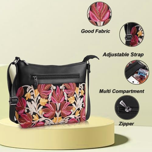 EVEDA Synthetic Leather Gorgeous Embroidered Stylish Design Shoulder Crossbody Side Sling Bag For Women - Image 2