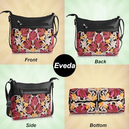 EVEDA Synthetic Leather Gorgeous Embroidered Stylish Design Shoulder Crossbody Side Sling Bag For Women - Image 5