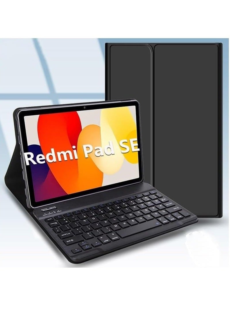 For Redmi Pad SE 11 Inch 2023 Tablet Slim PU Stand Cover with Magnetically Detachable Wireless Bluetooth Keyboard Designed - Image 1