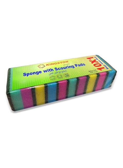 Multi Colour Sponge with Scouring Pad Pack of 10 pieces