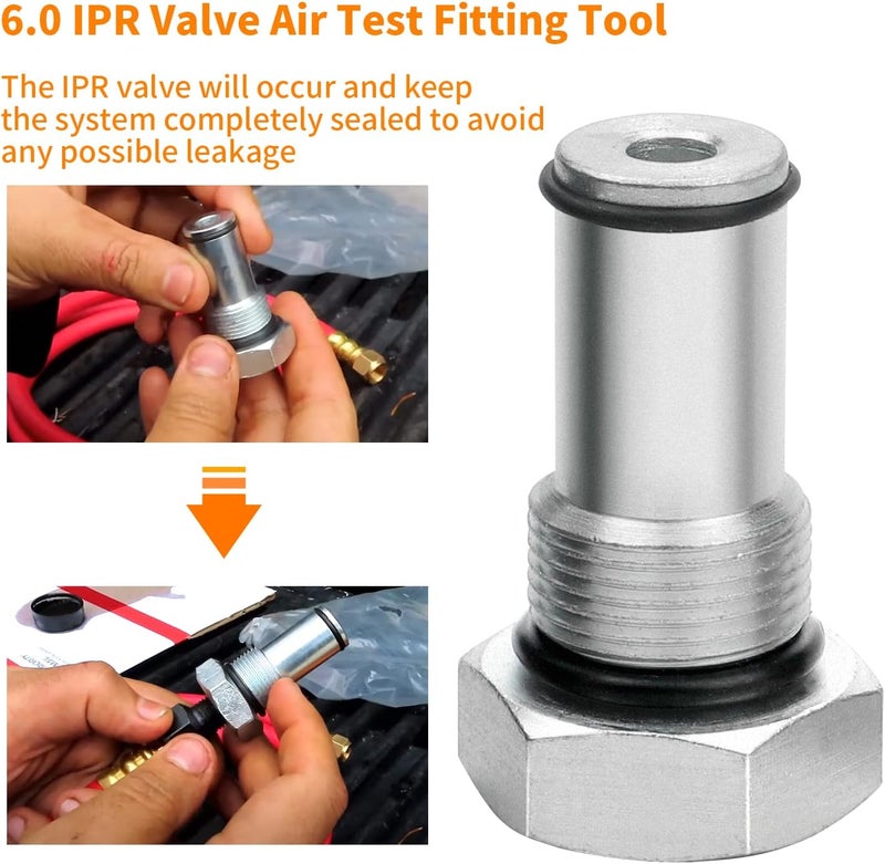 Mekar 2PCS Oil Rail Adapters Kits and 1 PC 6.0 High Pressure Oil Pump IPR Valve Air Test Fitting Tool Compatible with Ford 6.0L Powerstroke Diesel Engine - Image 3