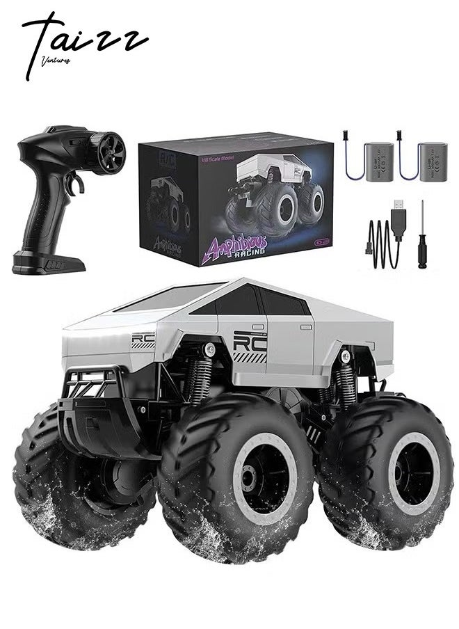 Taizz Ventures 2025 New Cybertruck RC Truck 1:16 Scale, 4WD All Terrain Off-Road Remote Control Car, Dual Motors, LED Headlights, Waterproof, 2.4GHz RC Rock Crawler, Toys for Kids & Adults Ages - Silver  - Image 1
