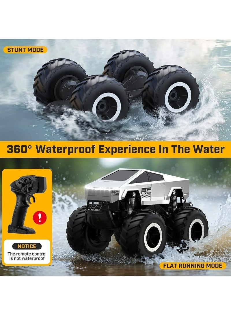 Taizz Ventures 2026 New Cybertruck RC Truck 1:16 Scale, 4WD All Terrain Off-Road Remote Control Car, Dual Motors, LED Headlights, Waterproof, 2.4GHz RC Rock Crawler, Toys for Kids & Adults Ages - Silver - Image 2