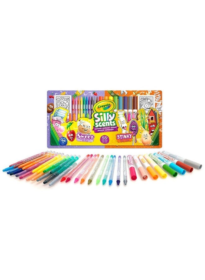 Crayola مجموعة أنشطة تلوين الروائح الحلوة والنتنة المضحكة | مجموعة مكونة من 55 قطعة للأطفال - Image 1