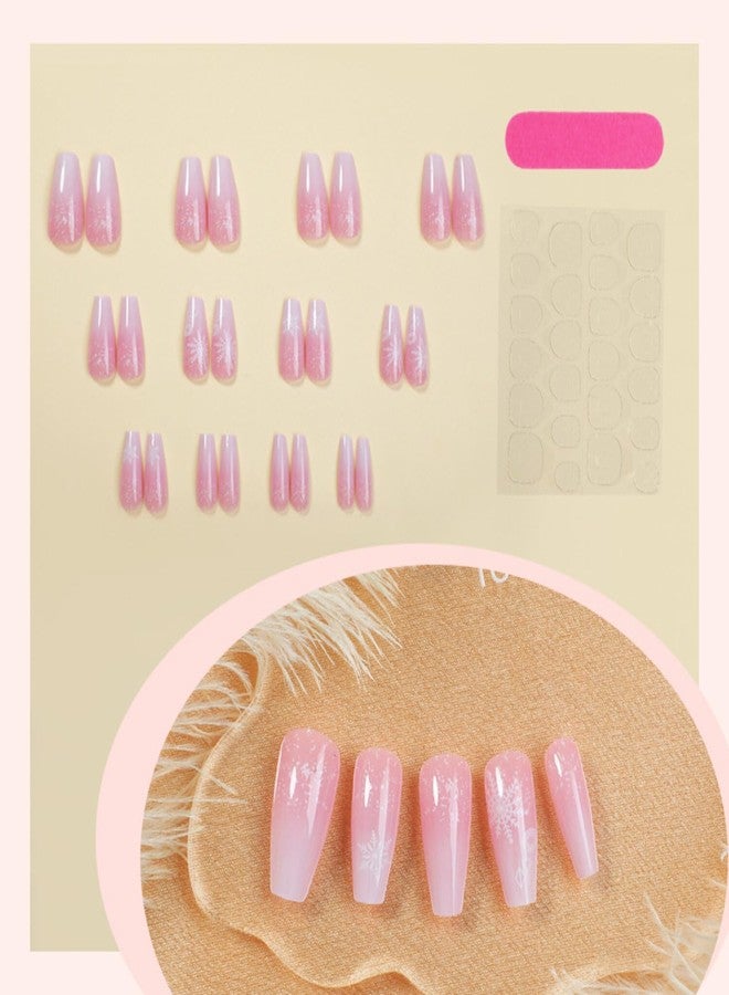 Christmas Press on Nails Medium Coffin French Tip Black & Red With Designs Snowflake Swirl Winter Glossy Glue on Xmas Acrylic for Women Girls 24 Pcs - Image 4