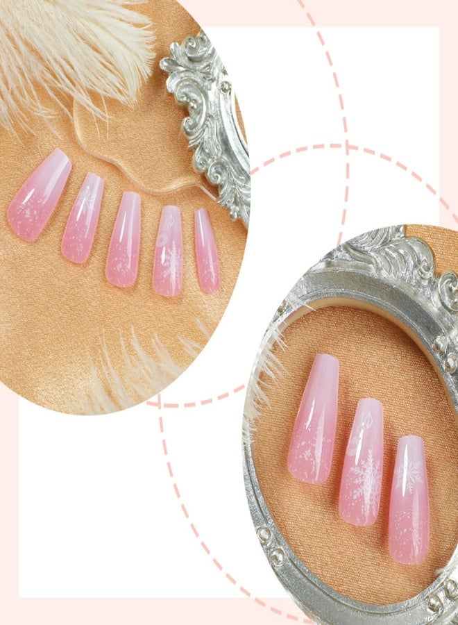 Christmas Press on Nails Medium Coffin French Tip Black & Red With Designs Snowflake Swirl Winter Glossy Glue on Xmas Acrylic for Women Girls 24 Pcs - Image 2