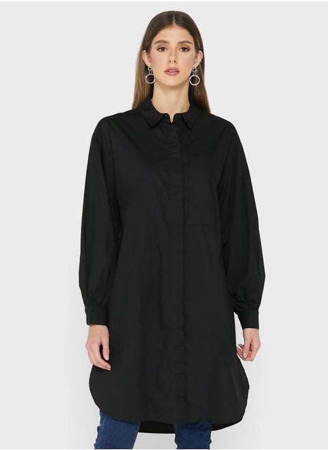 Solid Button Down Tunic