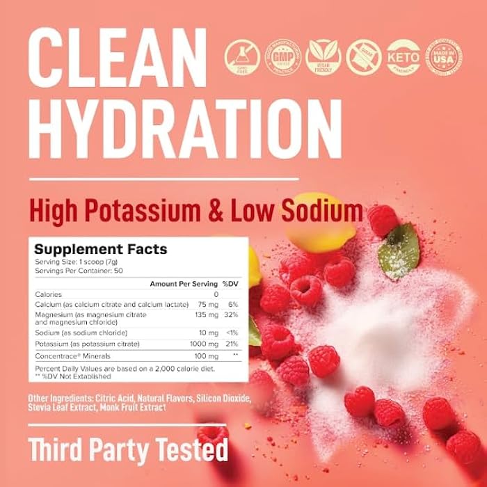 Keppi Electrolytes Powder – Raspberry Lemonade Flavor 50 Servings – No Sugar Hydration Supplement with Magnesium, Potassium, Sodium – Keto, Vegan, Fasting-Friendly, Zero Calorie Electrolyte Drink - Image 3