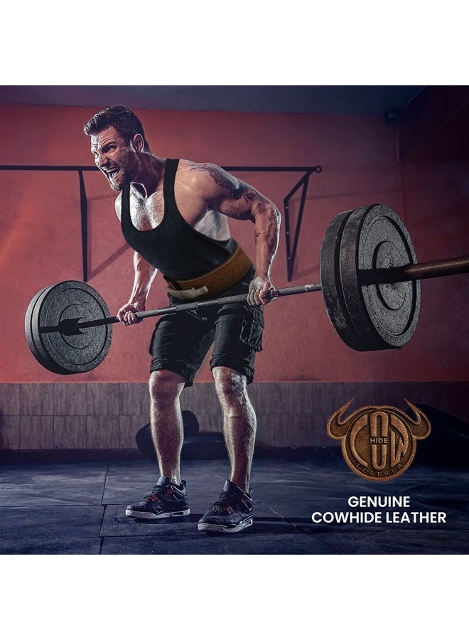 Rdx Weight Lifting Belt Powerlifting, Approved By IPL and USPA, 10mm Thick 4" Leather Lumbar Back Support, Lever Buckle Equipment, Bodybuilding Deadlifts Squats Workout Men Women (Black White, Medium) - Image 3