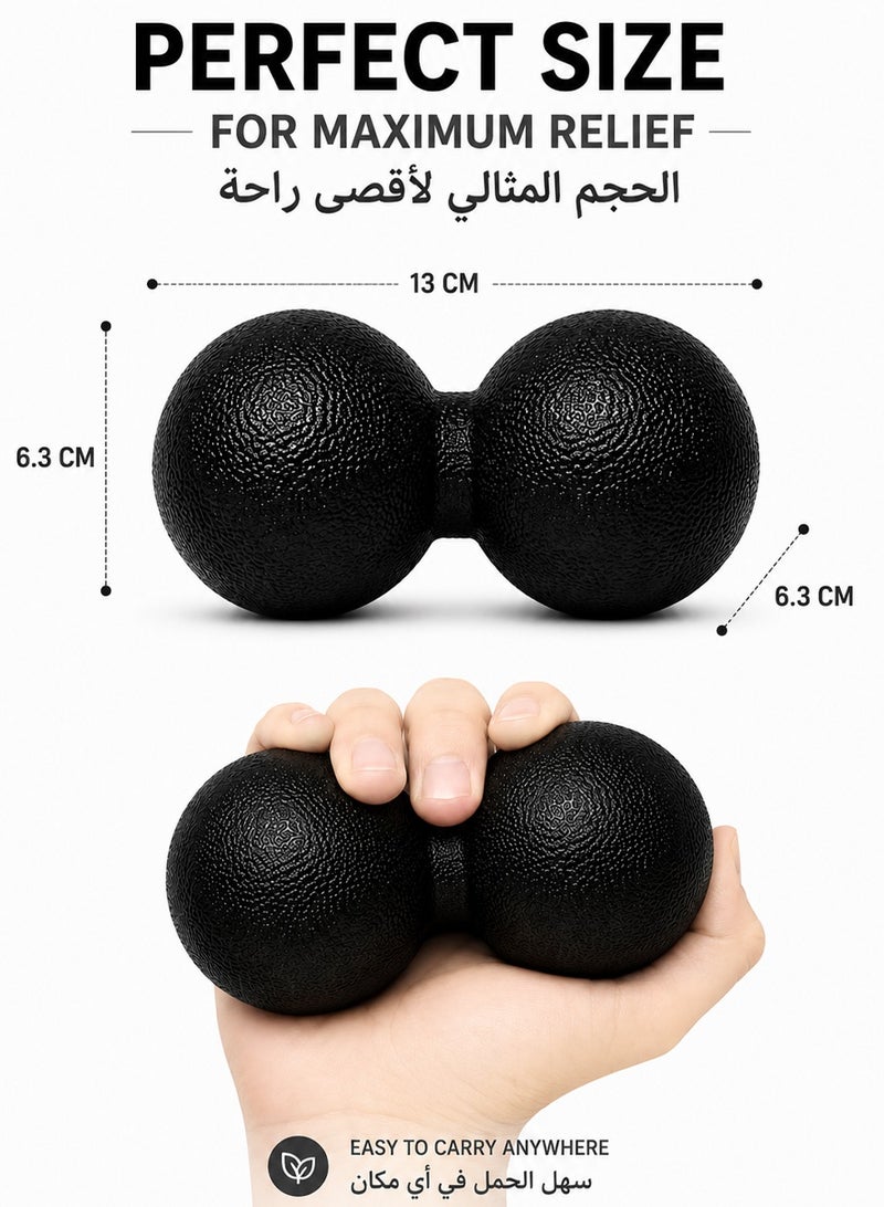 قطوب كرة مساج مزدوجة للتدليك العميق – كرة تدليك لتخفيف آلام الظهر والشد العضلي والتعافي بعد التمارين – علاج لنقاط الضغط وتمارين اليوغا - Image 4