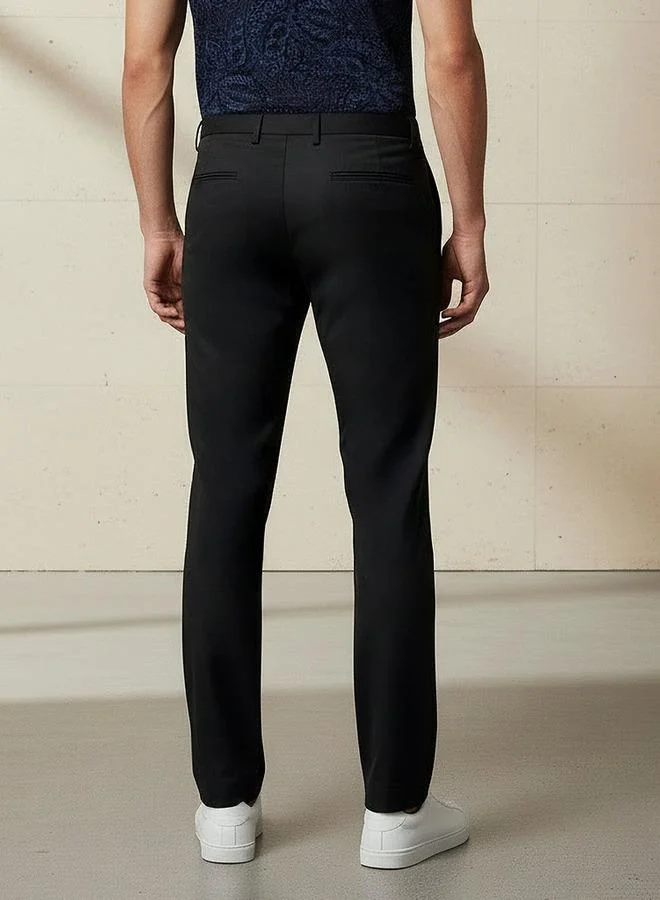 Splash FAV BLACK Regular Fit Flexi Waist Formal Trousers for Men | Best Price UAE