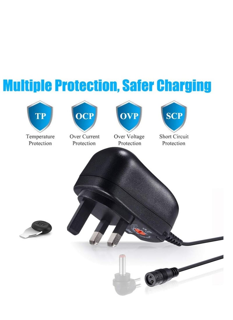 AIMARS 30W Universal Ac/Dc Adapter, 3V 4.5V 5V 6V 7.5V 9V 12V Adapter with 6 Tips for Household Electronics Routers Speakers CCTV Cameras Smart Phone USB Charging Devices(Plug Type: UK)  - Image 4