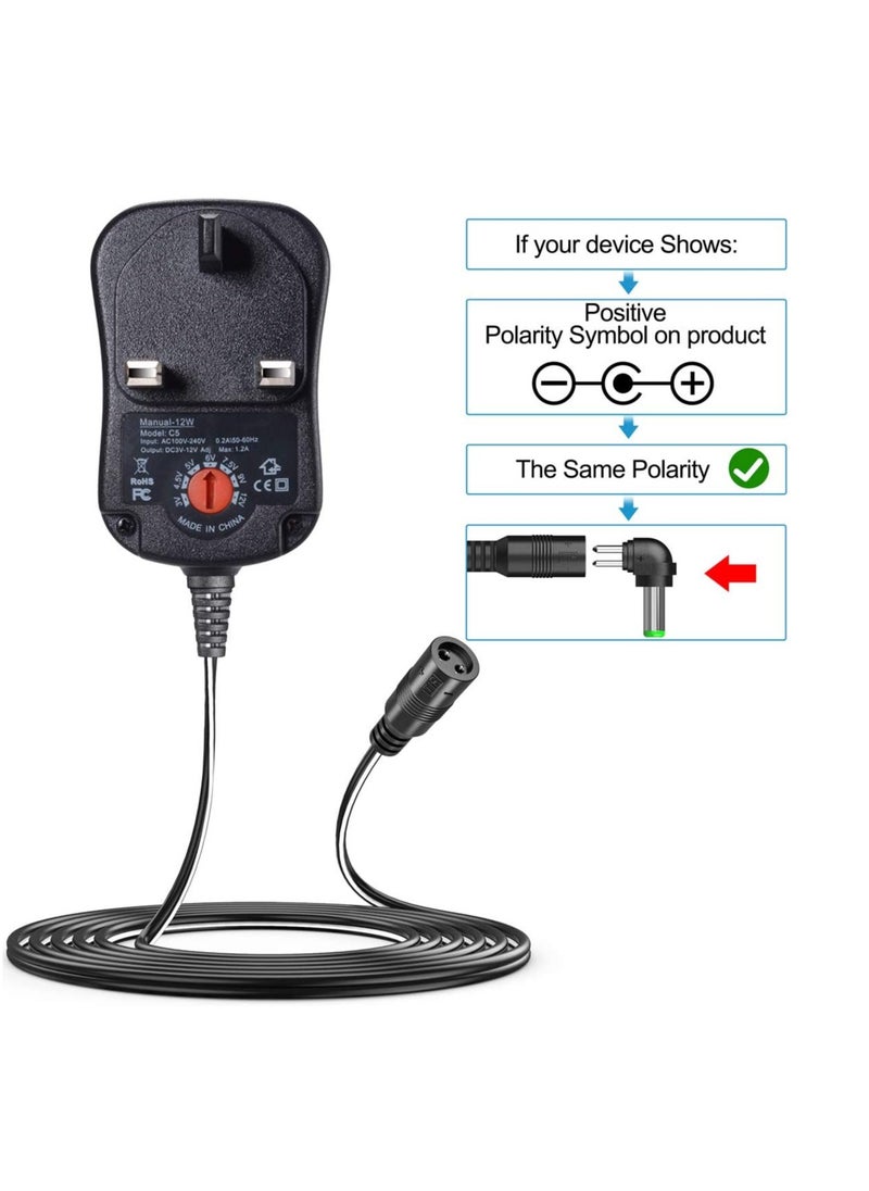 AIMARS 30W Universal Ac/Dc Adapter, 3V 4.5V 5V 6V 7.5V 9V 12V Adapter with 6 Tips for Household Electronics Routers Speakers CCTV Cameras Smart Phone USB Charging Devices(Plug Type: UK)  - Image 5