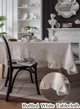 Ruffle Tablecloth, 140*220 cm Solid Color Table Cloth, Decorative Table Cover for Dining Table, Sofa, Cabinet - view 2