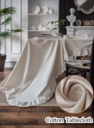 Ruffle Tablecloth, 140*220 cm Solid Color Table Cloth, Decorative Table Cover for Dining Table, Sofa, Cabinet - view 3